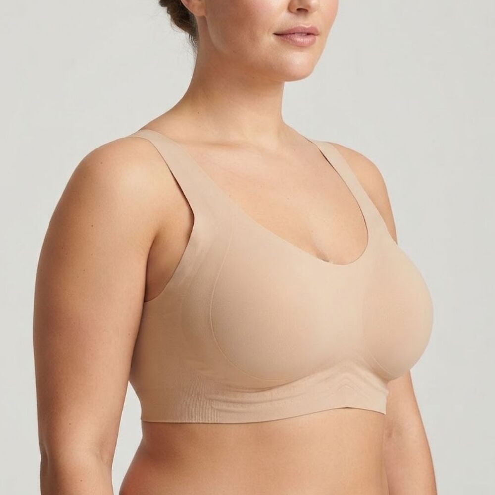 SheCurve Anti-Gravity Wire-Free Pullover Bra XXL Nude Seamless